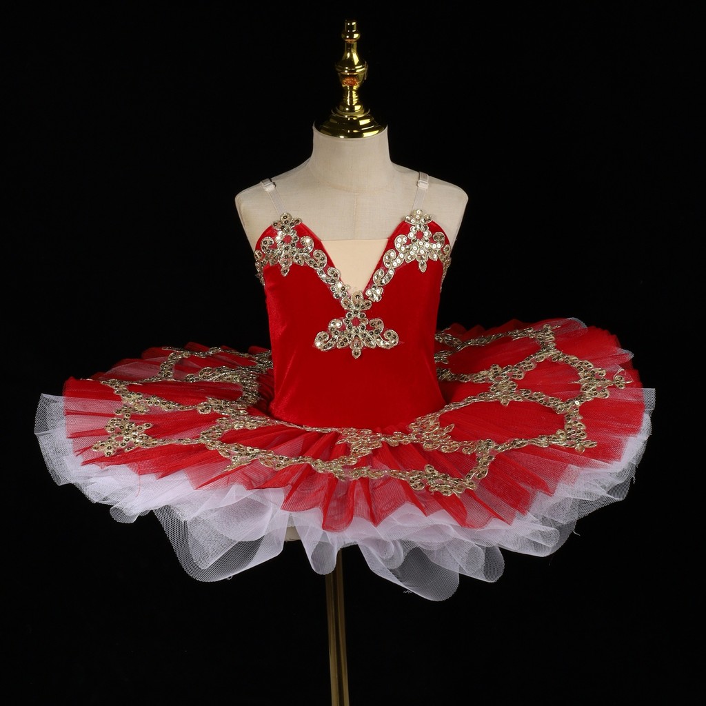 Red Ballet Pettiskirk Velvet Tutu สำหรับการแสดง Swan Lake