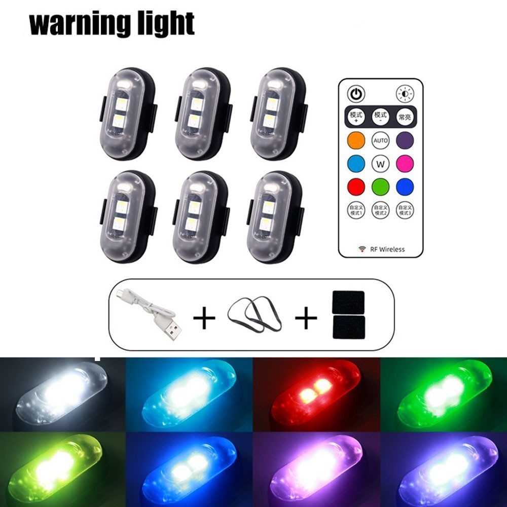 ไฟสัญญาณเตือน LED RGB ไร้สาย ชาร์จ USB ป้องกันการชน เพื่อความปลอดภัย สําหรับรถจักรยานยนต์ 4 ชิ้น 2 ชิ้น 1 ชิ้น 6 ชิ้น - รูปที่ 7
