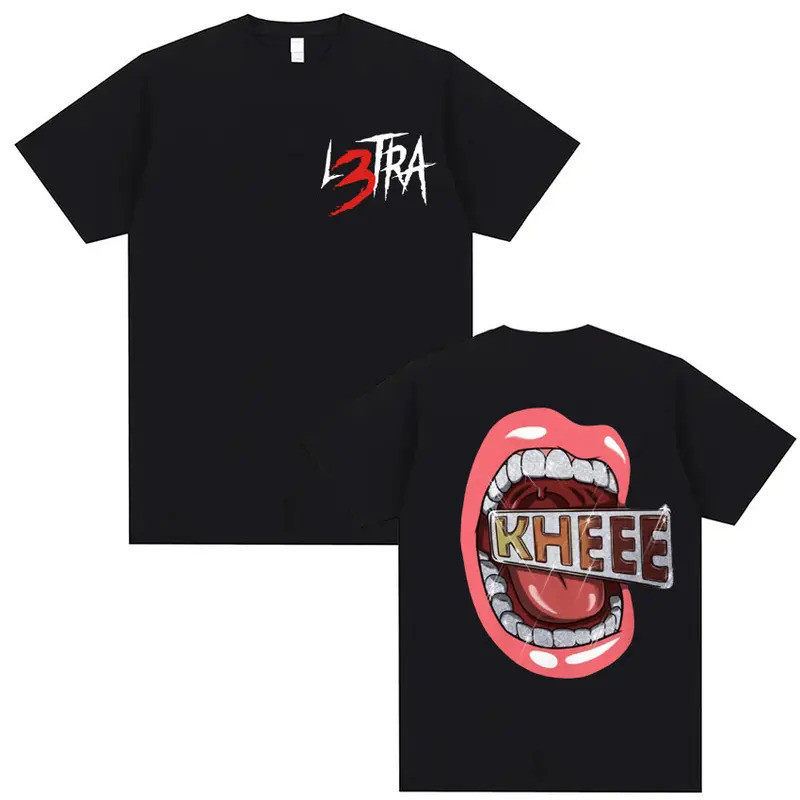 นักร้อง Luar La L อัลบั้มเพลง L3TRA เสื้อยืดผู้ชายผู้หญิง เสื้อผ้าแฟชั่นฮิปฮอป เสื้อยืดชายแขนสั้นคอก