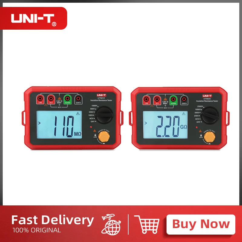 UNI-T Digital Megohmmeter UT501C/UT502C 2500V Megometer เครื่องทดสอบฉนวนกันความร้อนความต้านทาน Teste