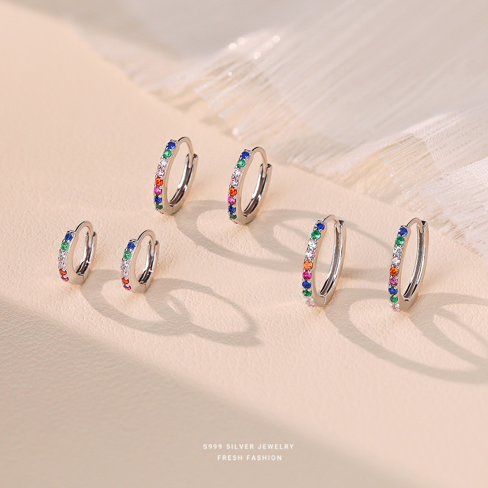 หรูหรา Super กระพริบสีสันZirconต่างหูเรียบง่ายหญิงS999 เงินสเตอร์ลิง All-Match CelesIsle No4 MP2 CT3