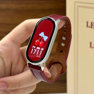 สายรัดหนังแท้บาง for Xiaomi Mi Band 10 9 8 NFC กีฬาปรับสายรัดข้อมือเปลี่ยนสายรัดข้อมือสายรัดข้อมือ for Mi Band 10 9 8