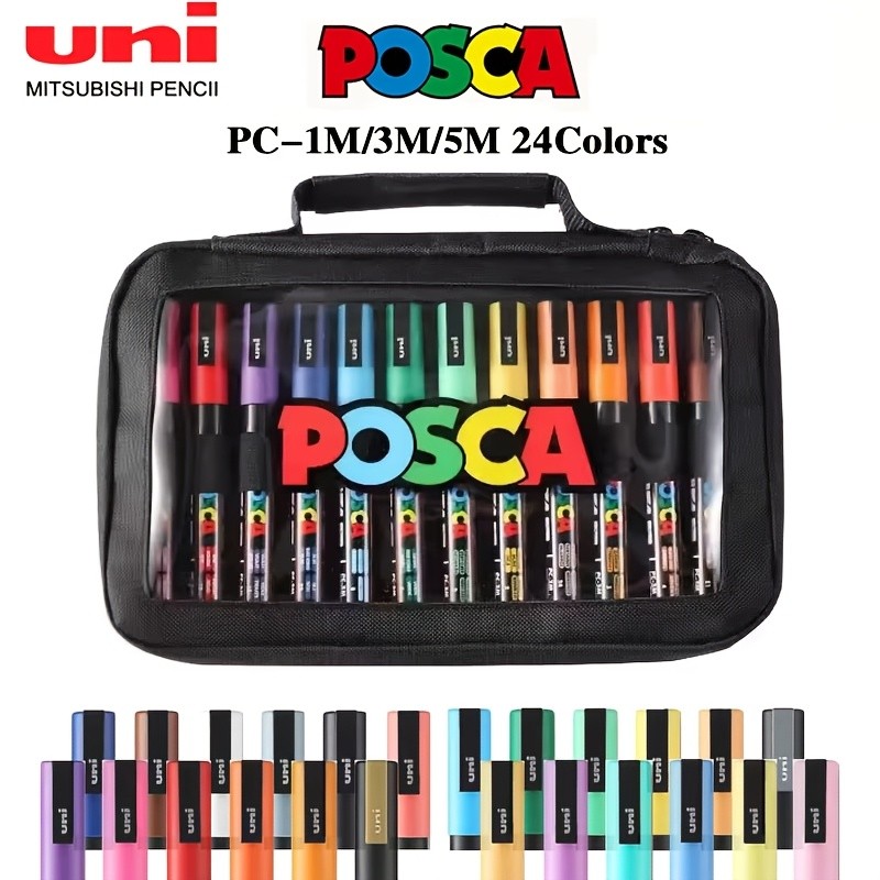 24 ชิ้น UNI POSCA ชุดปากกามาร์กเกอร์,อะคริลิค Plumones Rotuladores PC-1 M/3 M/5 M 24 สี POP โปสเตอร์ปากกา/Graffiti Advertisement Art