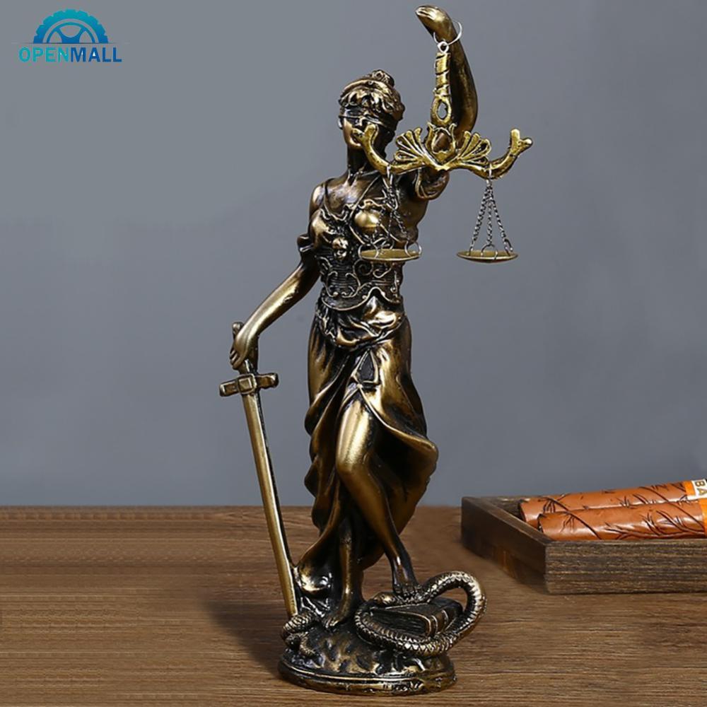 OPENMALL คลาสสิกเทพธิดาแห่งความยุติธรรมรูปปั้น Lady Justice Sculpture Scales of Justice เรซิ่นเครื่อ