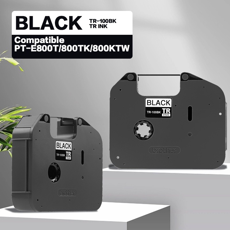 1 ชิ้น/2 ชิ้น/3 ชิ้นสําหรับ BROTHER TR-100BK ริบบิ้นป้ายสีดําเทป TR100BK สําหรับ PT-E8000T PT-E800TK