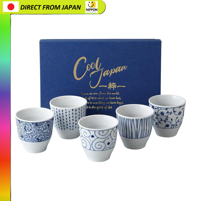 【From Japan】
Ale-net Edo Komon Yuami Set of 5 Cups Made in Japan Mino Ware 8cm x 8cm x 7.5cm Ceramic