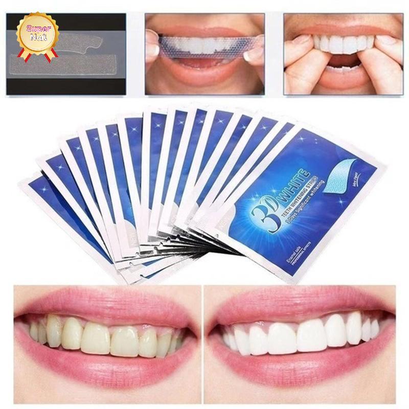 SuperNail 3D TEETH WHITENING STRIPS PROFESSIONAL WHITE TOOTH BLEACHING 1 คู่ 2 ชิ้น
 วารี่
