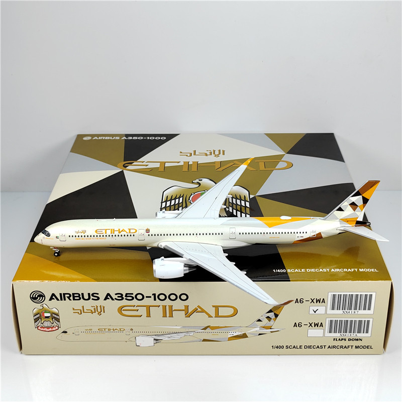 ของแท้ Ready Stock-Lapel Wing ขยายรุ่น JC XX4187A 1: 400 Attihad Airlines A350-1000 A6-XWA