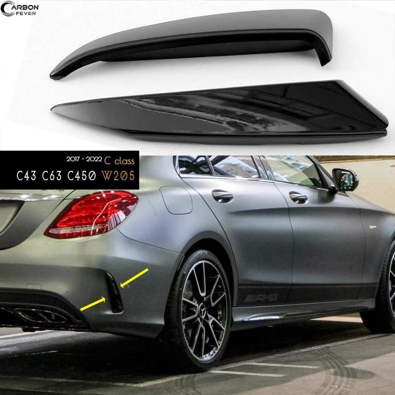C43 สไตล์ PP พลาสติกสีดําด้านหลังกันชน Canards Trim สําหรับ Mercedes W205 C205 C43 C63 C450 ANG & ทั