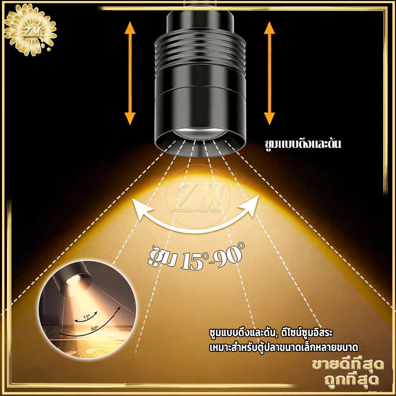 โคมไฟตู้ปลา LED ไฟเลี้ยงตู้ปลา ไฟคลิปตู้ปลา 3 สี การหรี่แสง ซูมได้ กันน้ำ หมุน 360°USB สําหรับตกแต่งตู้ปลา สำหรับตู้ปลา thumbnail 7