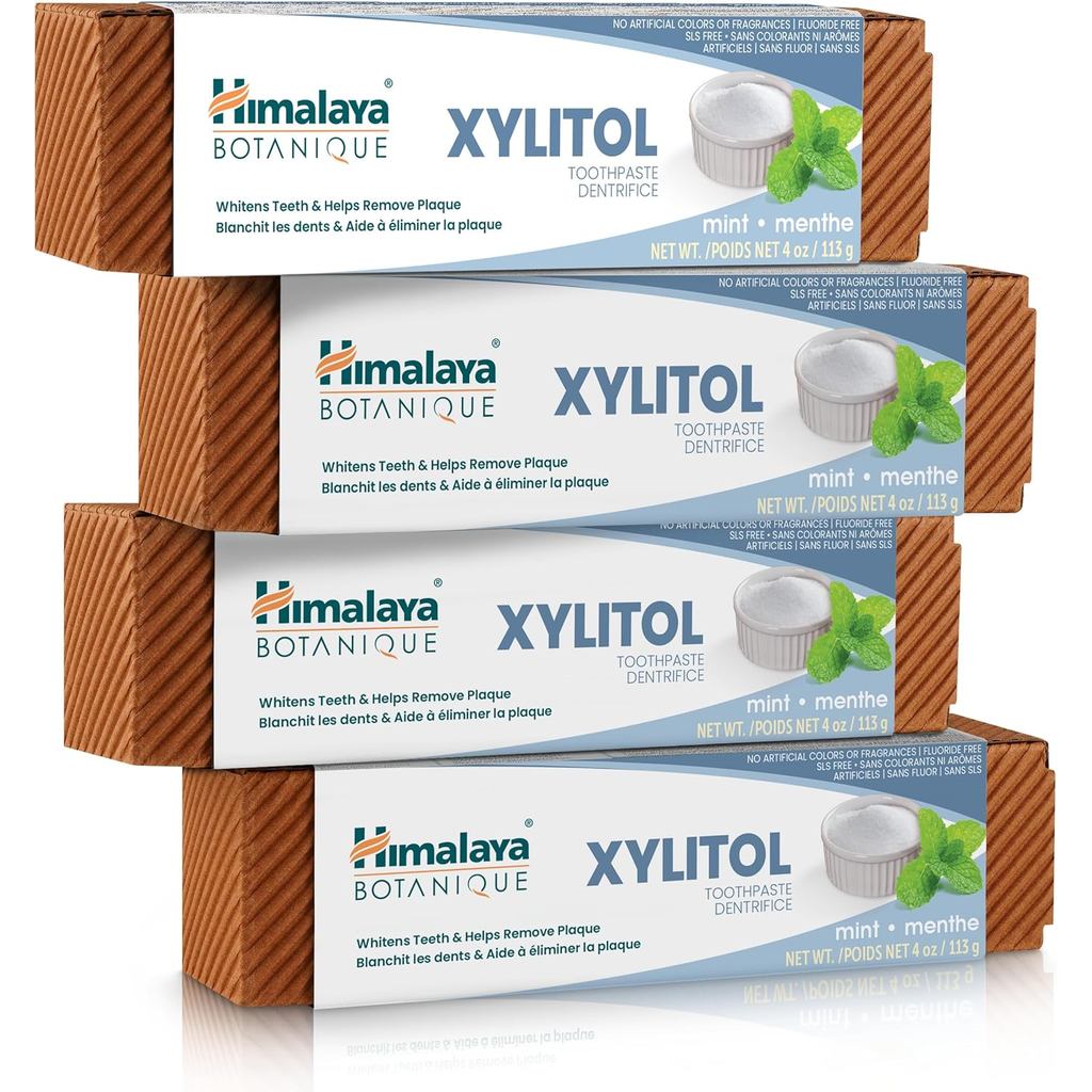 หิมาลัย Botanique Antiplaque with Xylene, Fluoride Free, สําหรับลดโล่และอ่อนโยน , 4 ออนซ์, 4 แพ็ค