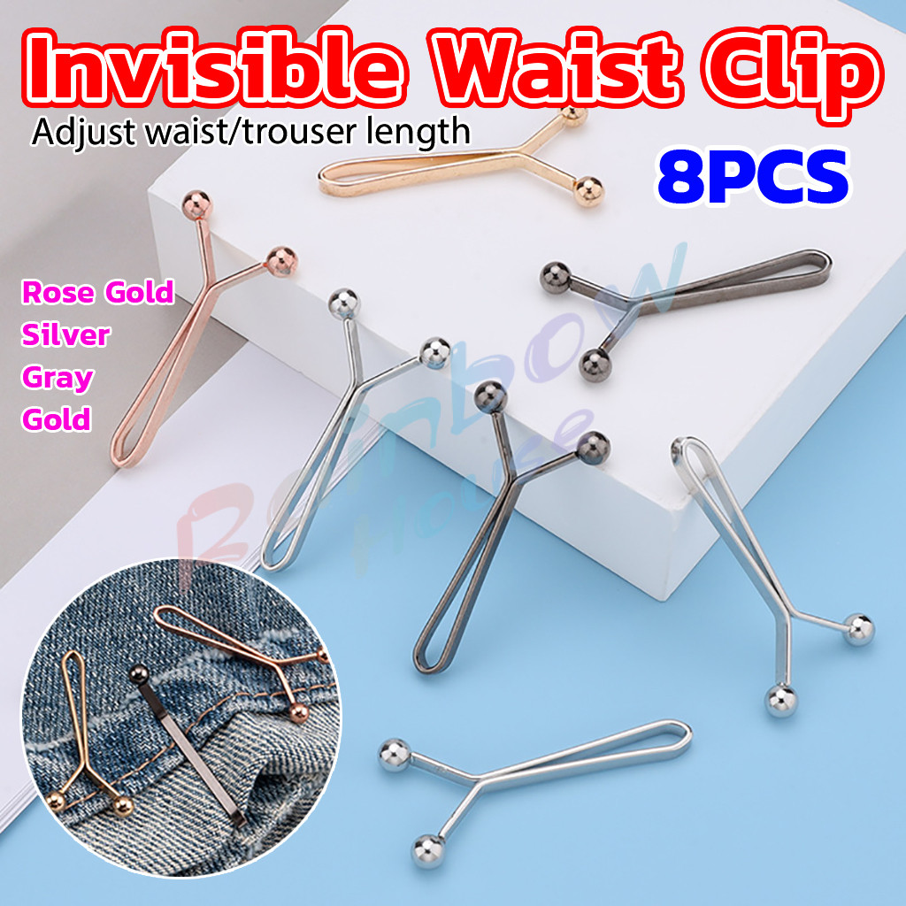 R.H. 8ชิ้น/set คลิปกิ๊ฟยึดเอว แบบโลหะเพื่อลดขนาดเอว DIY ปรับรอบเอว / ขากางเกง waist invisible clip