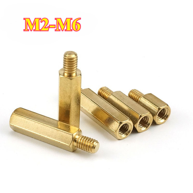 หกเหลี่ยมแยกคอลัมน์รอบ knurled คอลัมน์หกเหลี่ยมทองแดงคอลัมน์คู่ผ่านคอลัมน์ DIY ชุด M2-M6 Lg-Mi