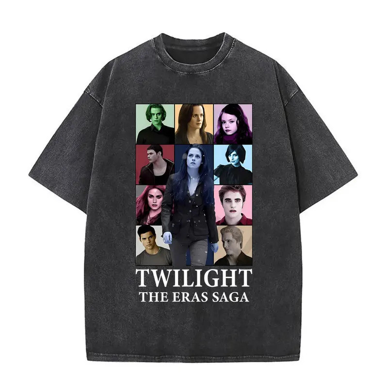 ทีเชิ้ตผู้ชายและผู้หญิงจากภาพยนตร์ "Twilight" ฉันรักเด็กชายที่เปล่งประกาย Robert Pattinson ทีเชิ้ต E