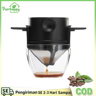 Purrhappy Portable Coffee Filter Dripper Stainless Steel Pour Over Dripper Cone Saringan Kopi Teh Filter Penyaring Kopi Tidak Diperlukan Kertas Saring Euseable for Coffee and Tea Dripper