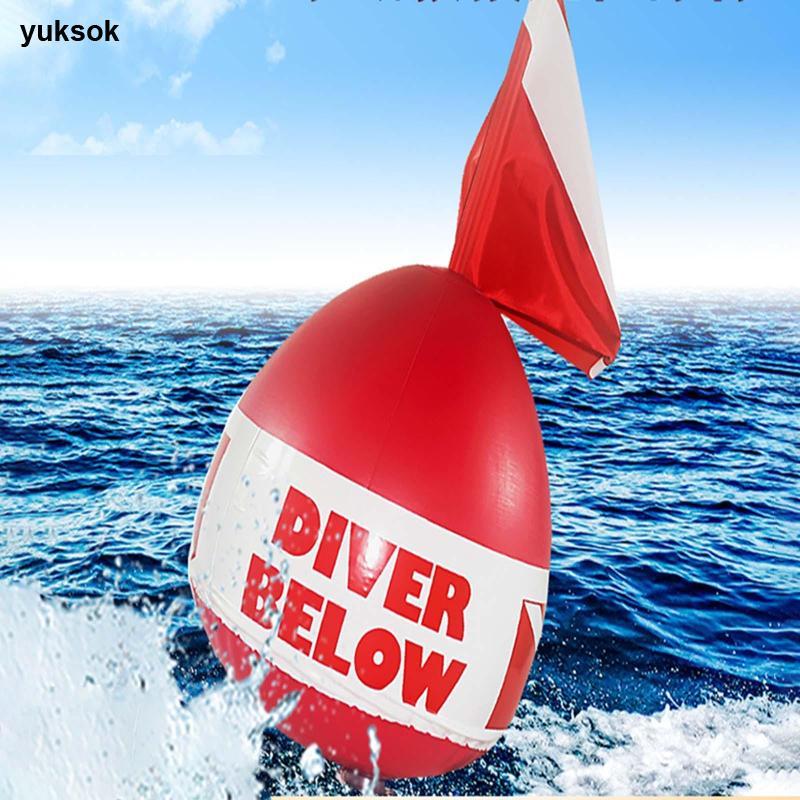 Yuksok ลูกบอลทุ่น ตัวลอย PVC พร้อมธงดำน้ำ เหมาะสำหรับการดำน้ำและตกปลากลางแจ้ง