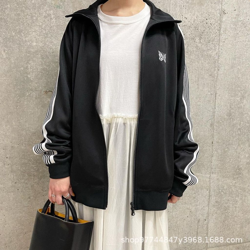 QZTD Needles Jacket Embroidered Jacket AWGE Joint Name Rocky Same Style Black and White Webbing Jack