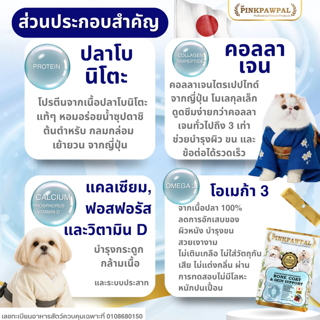 PINKPAWPAL ผงคอลลาเจนและโปรตีน บำรุงข้อต่อและขน ขนาด 100g/30g thumbnail 4