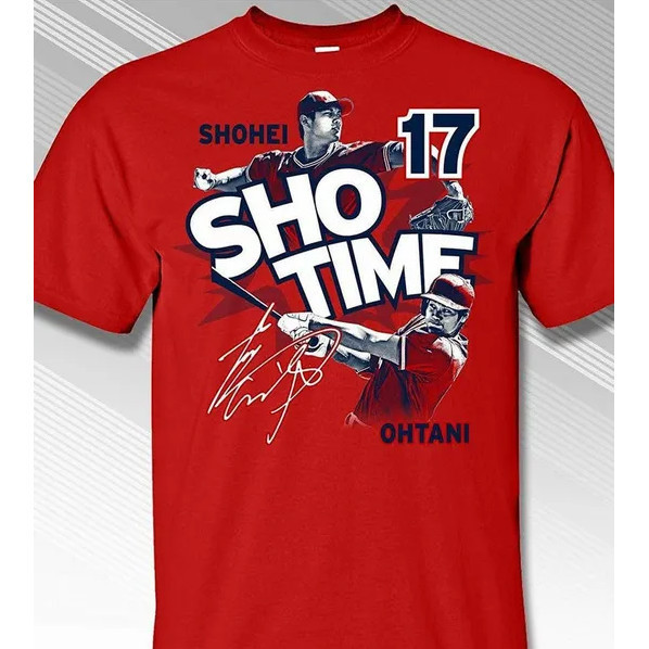 Shohei Ohtani MLB Los Angeles เสื้อยืดสีแดง เสื้อยืด Shohei Ohtani, Shohei Ohtani SHOTIME 17-เสื้อยื