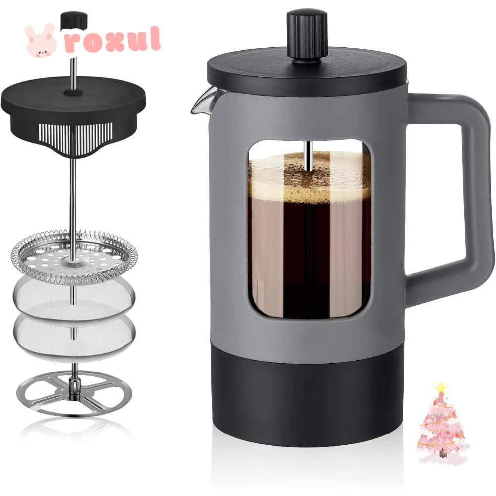 ROXUL Tea Coffee Brewer, 600ml Anti-Rust French Press เครื่องชงกาแฟ, แบบพกพาขนาดใหญ่ความจุทนความร้อน