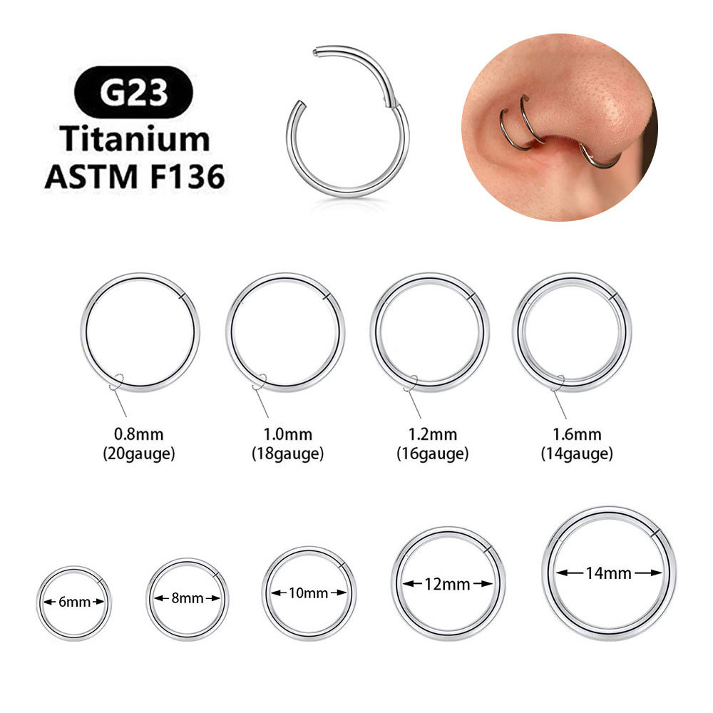 Septum Clicker Titanium พร้อม Hoop สำหรับ Nosetril และ Labret Piercing