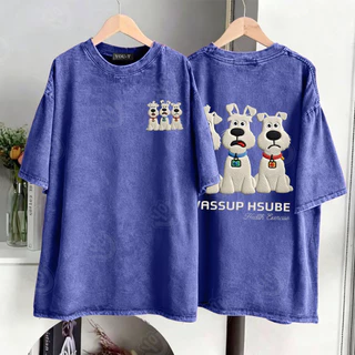 🔥Top.basic🔥เสื้อแฟชั่น เสื้อยืด oversize ผ้าฝ้าย แนวสตรีท ไม่ต้องรีดผ้า สวมใส่สบาย ผ้านิ่ม ลาย "WASSUP HSUBE"【COD】