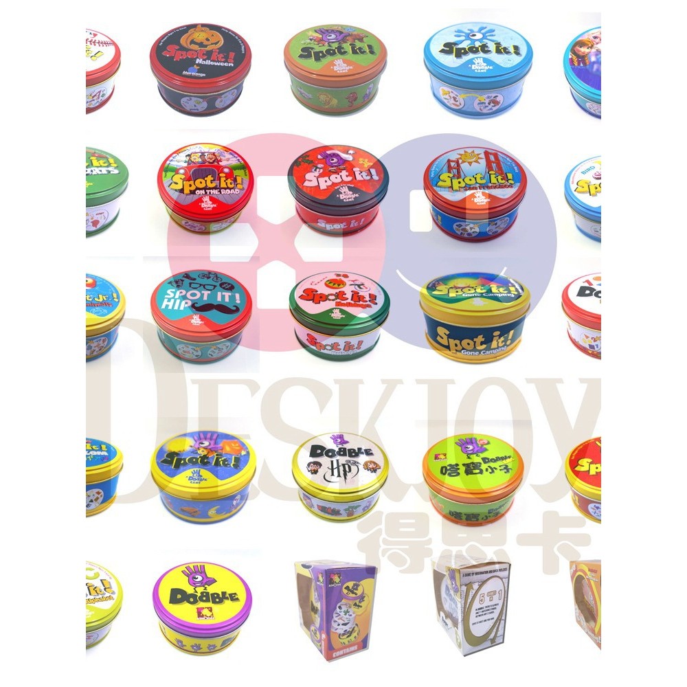 สินค้าใหม่พร้อมสต็อก Dabao spot it game Card Pattern Matching Tin Box Dobble English Find Your Siste