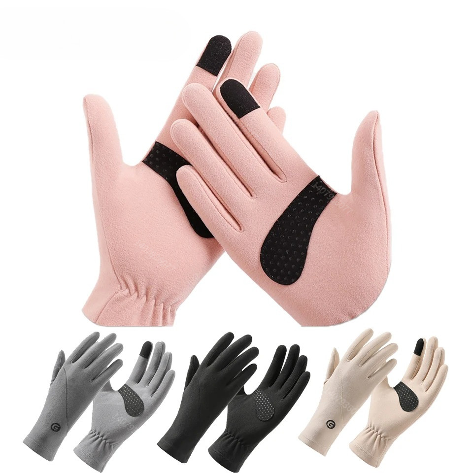 1 คู่ผู้หญิงฤดูหนาวหน้าจอสัมผัส Warm Windproof ขี่จักรยานขับรถวิ่ง Full Finger ถุงมือ Mittens ใหม่แฟ