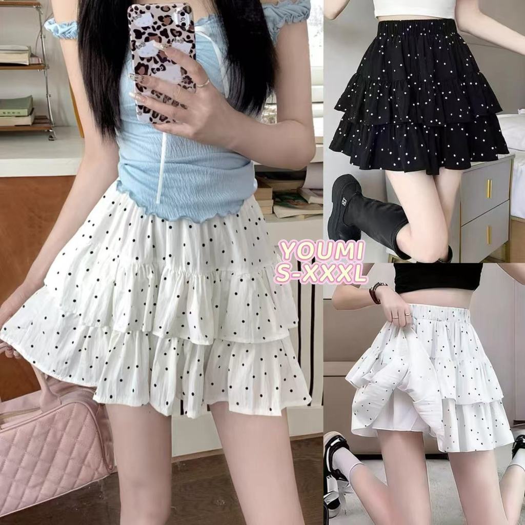 ส่งจากไทยทุกวัน 3สี ลายจุด เข้ารูป มีซับใน ทรงเอ สไตล์บัลเล่ต์น่ารัก 🎀YOUMI