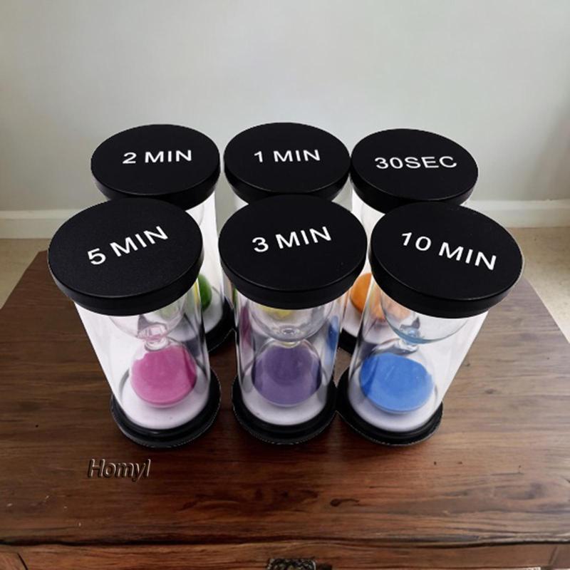 [Homyl] 6x นาฬิกาทรายจับเวลา 30Sec, 1Min, 2 Min, 3Mins, 5 Min ,10Mins Home Desk Decor Office เกม San