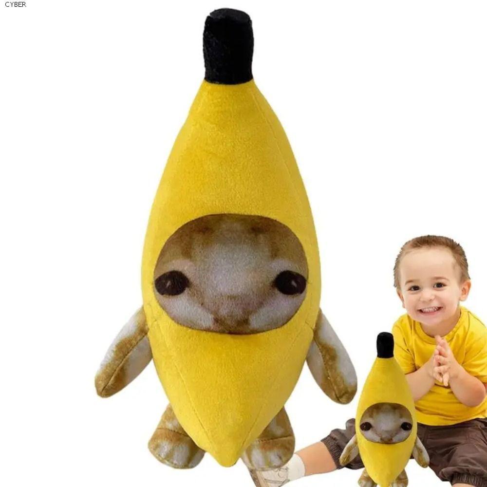 CYBER Banana Cat Plush Toy, Banana Cat Happy Cat Happy Cat ของเล่นตุ๊กตา, Happy Cat สัตว์ของเล่นตุ๊ก
