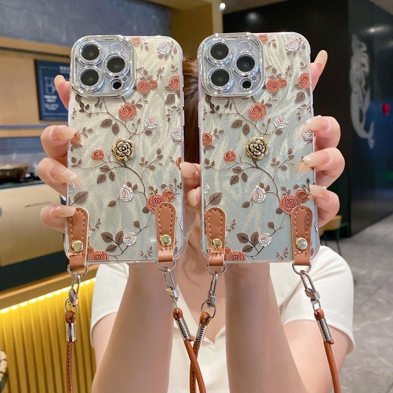 SAMSUNG Retro Chrysanthemumสายรัดข้อมือสําหรับSamsung A37 A57 A17 A07 A56 A36 A26 A55 A16 A06 A05S A