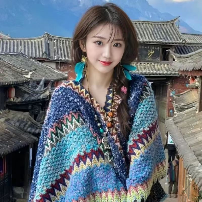 ผ้าคลุมไหล่สไตล์ชาติพันธุ์ระดับไฮเอนด์จาก Yunnan Lijiang