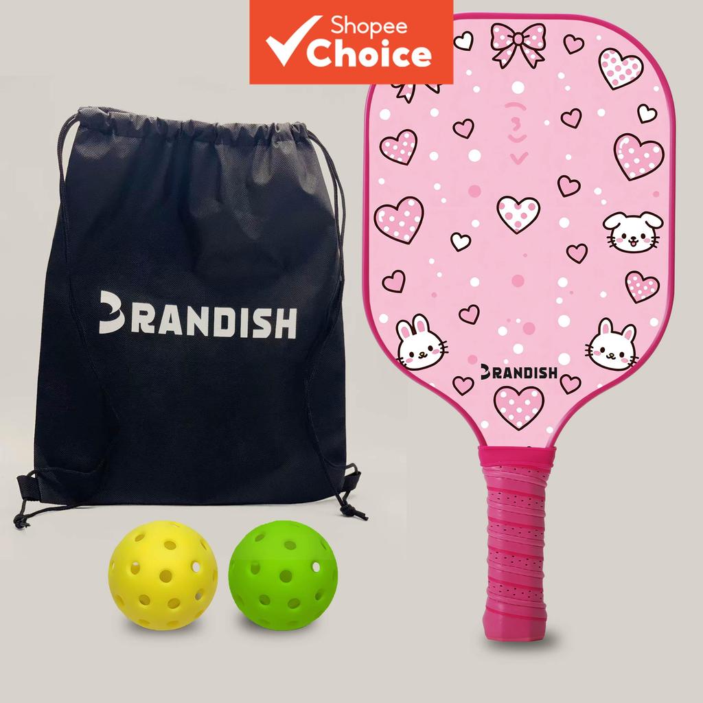 ชุดพาย Pickleball สีชมพู, ไม้ 1 ลูก 2 ลูกและกระเป๋าพกพาสําหรับเล่นสันทนาการ