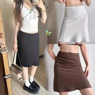 mimi&didi#กระโปรงสั้นเอวสูงผ้าลูกไม้ฝรั่งเศสสีขาว กระโปรงทรงเข้ารูป กระโปรงสั้นทรงเอไลน์หางปลา สำหรับผู้หญิง#99377