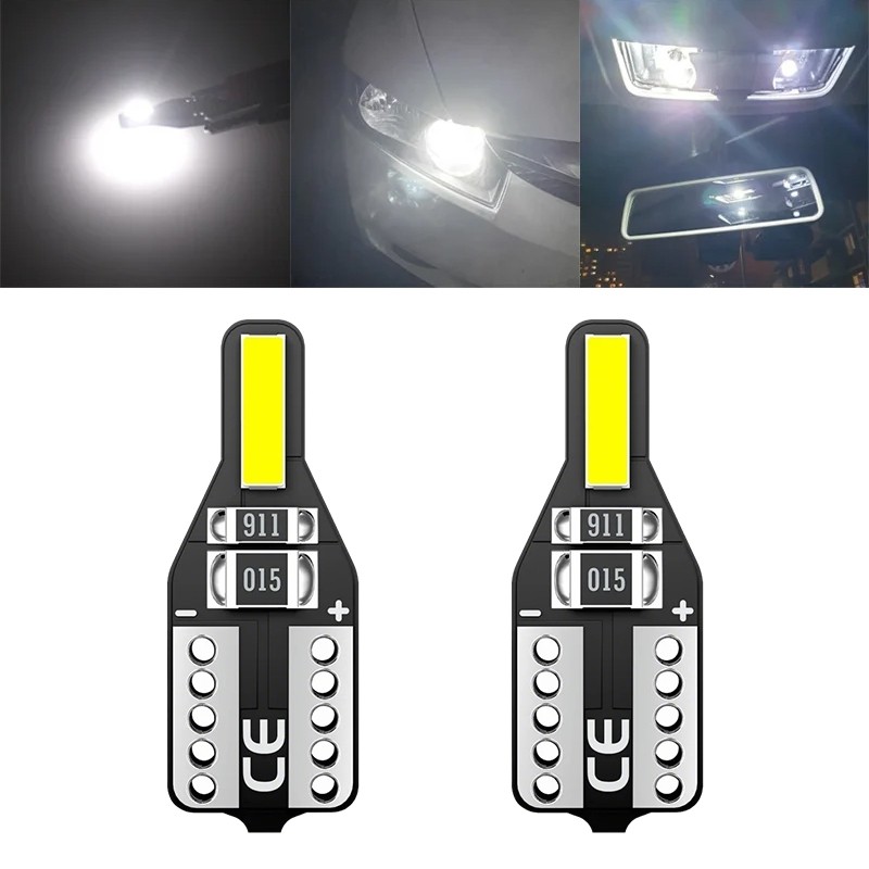 ⚡ประเทศไทย 24 ชั่วโมง⚡ไฟหรี่ LED T10 2SMD W5W 168 194 12V 6000K ตัว 7020 สีขาว 1 ชิ้น สําหรับอ่านหนั