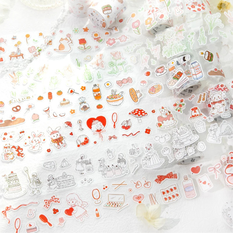 Journal GO 5x200 ซม. Kawaii Ins น่ารักขนมประกายทราย Washi เทปสติกเกอร์ DIY สมุดภาพวารสารการ์ด Kawaii Masking เทป