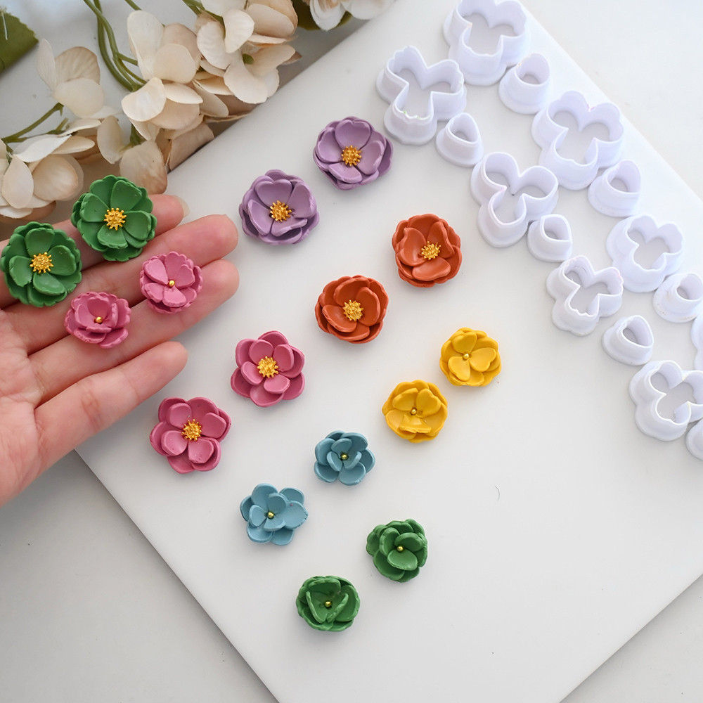 8ชิ้น/เซ็ตกลีบโพลิเมอร์ดินตัดดอกไม้ดินแม่พิมพ์ ทําเอง ต่างหูเครื่องประดับหลายกลีบรูปดอกไม้ตัดเครื่องปั้นดินเผาทําเครื่องมือเบเกอรี่สากลตัดตาย