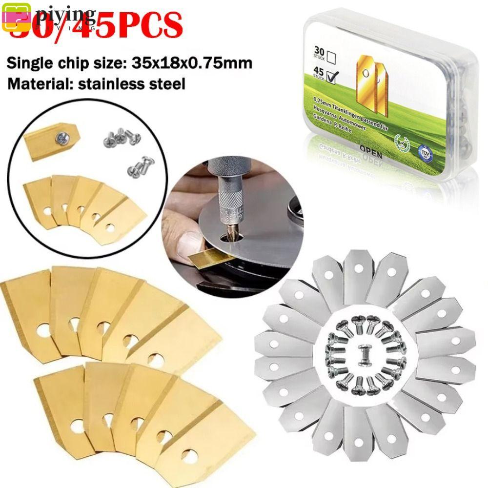 PIYING 30/45PCS Trimmer Blade, สแตนเลส 35*18*0.75 มม.เครื่องตัดหญ้าชุดใบมีดตัด,หญ้าเปลี่ยนอุปกรณ์ซ่อ