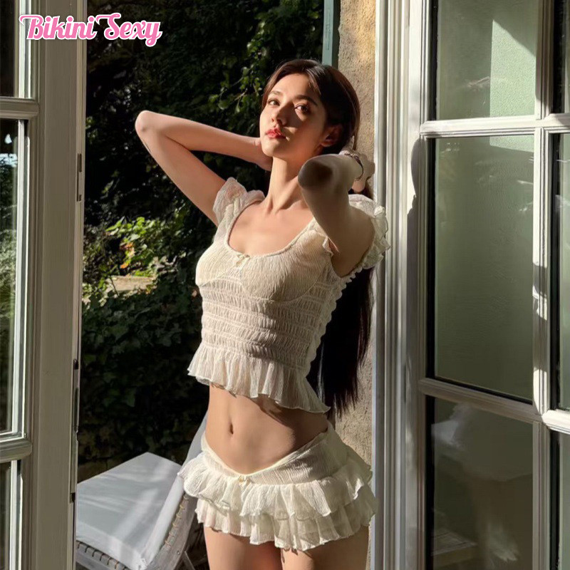 BikiniSexy รุ่นใหม่ ชุดว่ายน้ำผู้หญิงเซ็กซี่ ชุดว่ายน้ำกระโปรง2ชิ้น ใส่ไปทะเล ผ้าคุณภาพดี