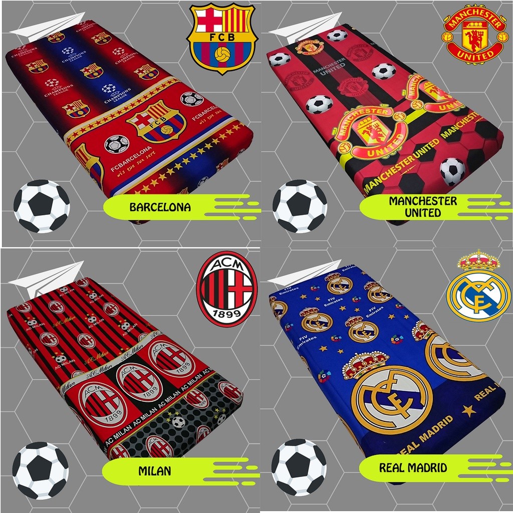 UK Rubber Bed Sheet 100X200X20 Football Motif MU Bed Sheet I Chelsea Bed Sheet I Madrid Bed Sheet I 