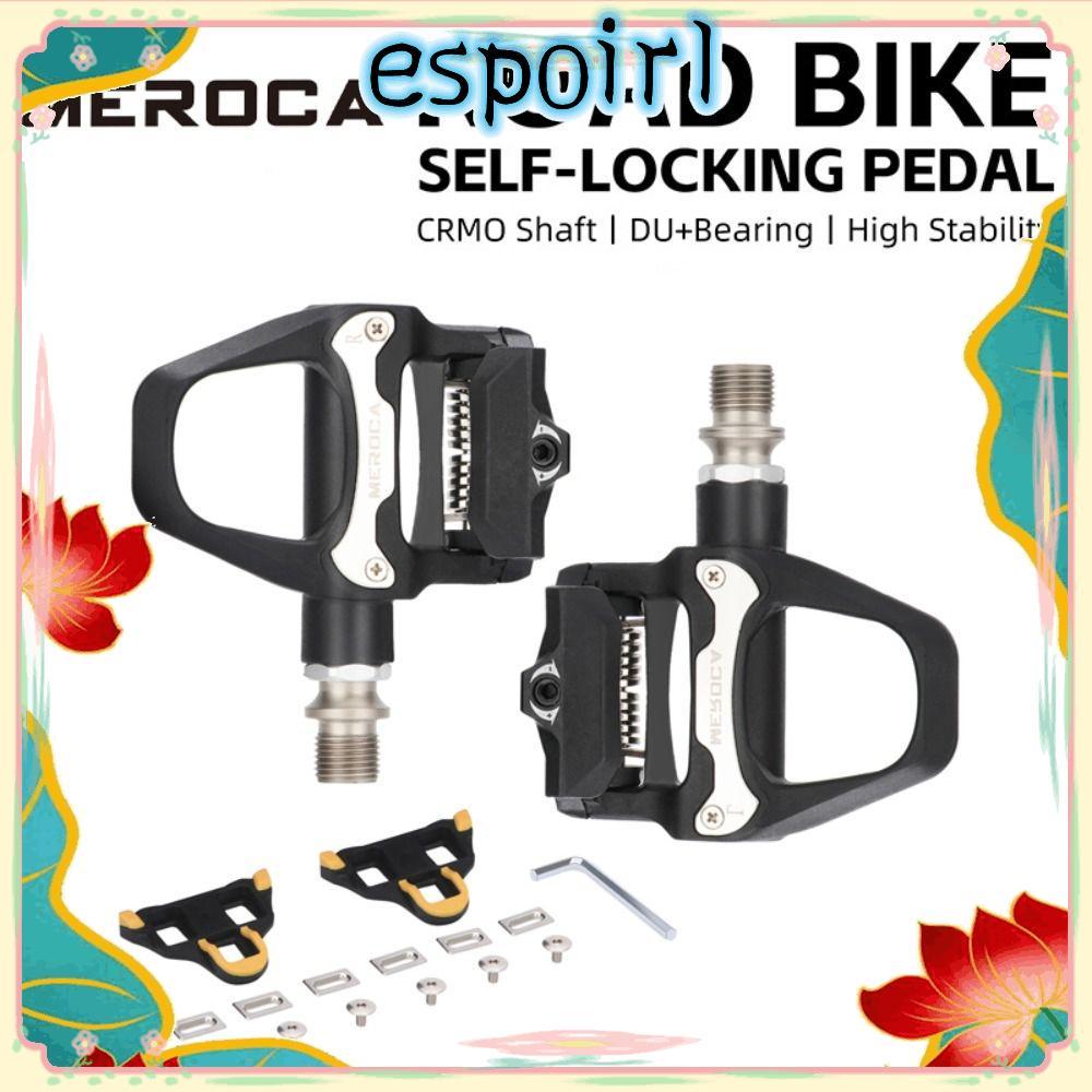 ESPOIR จักรยานเหยียบ SPD SL System Nylon สำหรับการขับจักรยานบนท้องถนน มีแผ่นล็อกแบริ่ง เพื่อความปลอดภัยและการควบคุมที่ดี