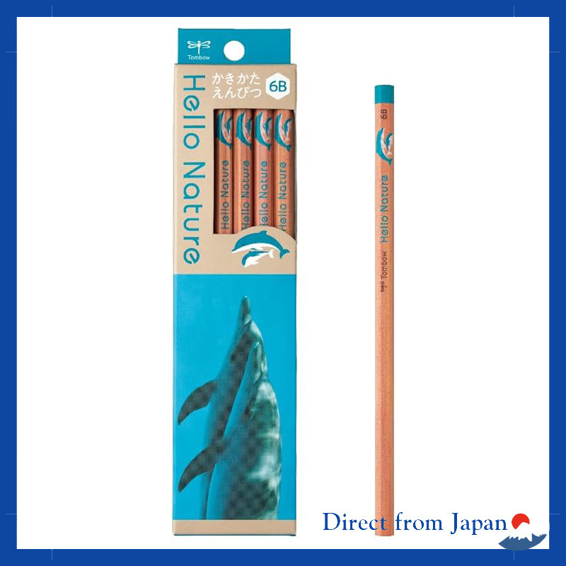 Tombow Pencil Writing Pencil 6B (Dolphin Design) Hello Nature Hand Dolphin 1 Dozen KB-KHNDL2-6B