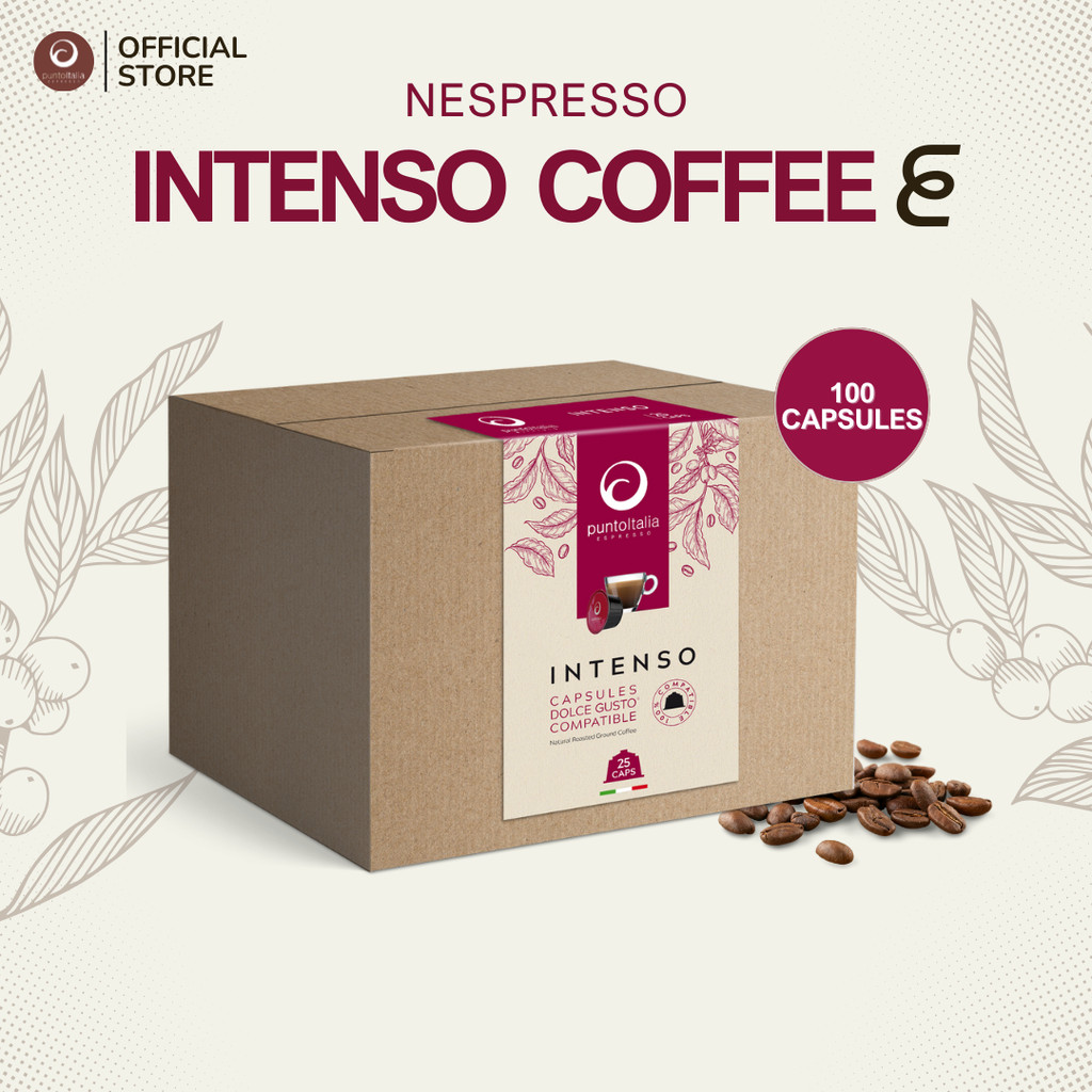 (100 แคปซูล) กาแฟแคปซูล INTENSO อาราบิก้า 60% สำหรับเครื่อง Nespresso® (PUNTO ITALIA ESPRESSO BRAND)