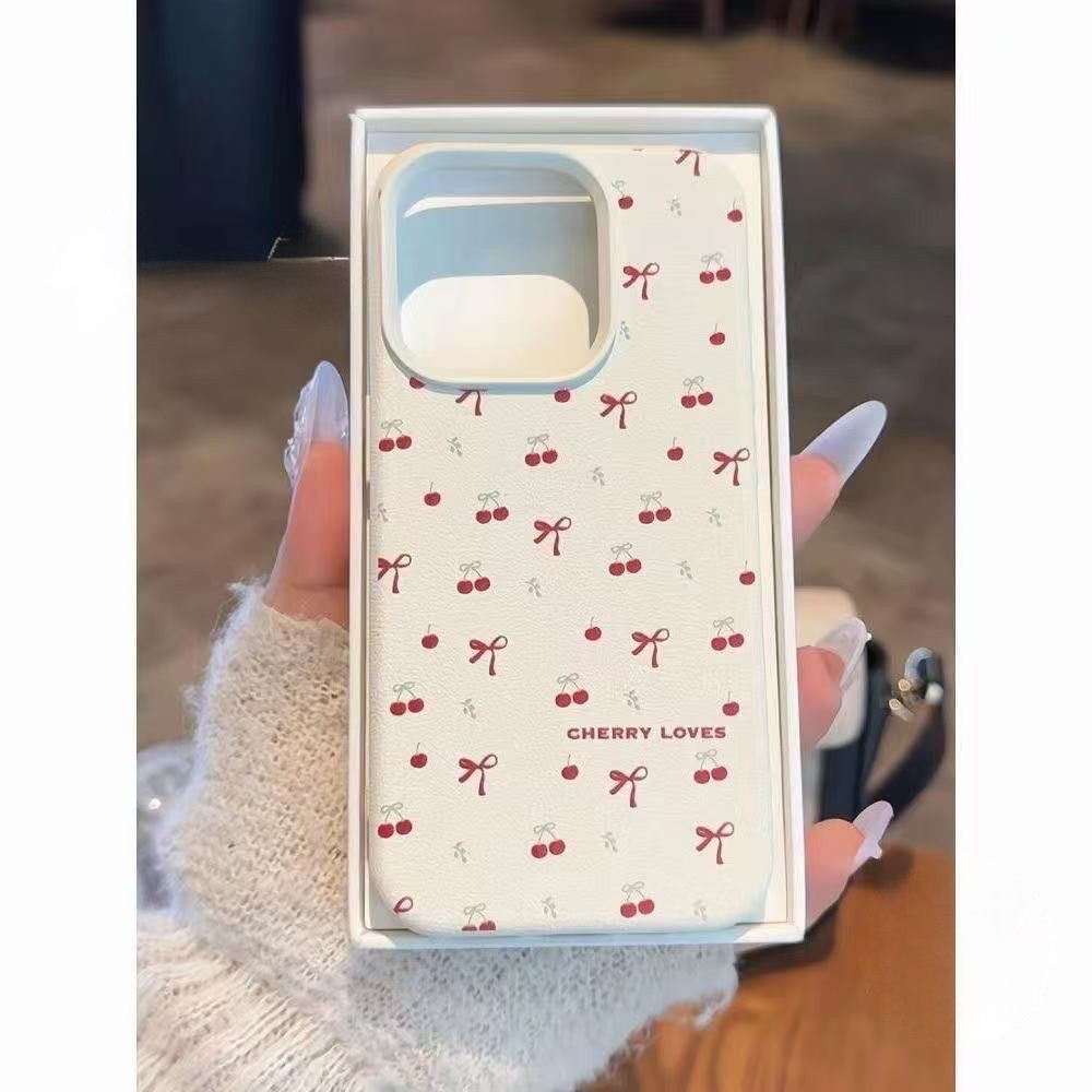 🔥good🔥เชอร์รี่ เคสไอโฟน สำหรับ IPhone 17 12 16 11 15 13 14 Pro Max XS XR X 7 8Plus เคสสำหรับไอโฟน เคสเหมือนเปลือกลิ้นจี่