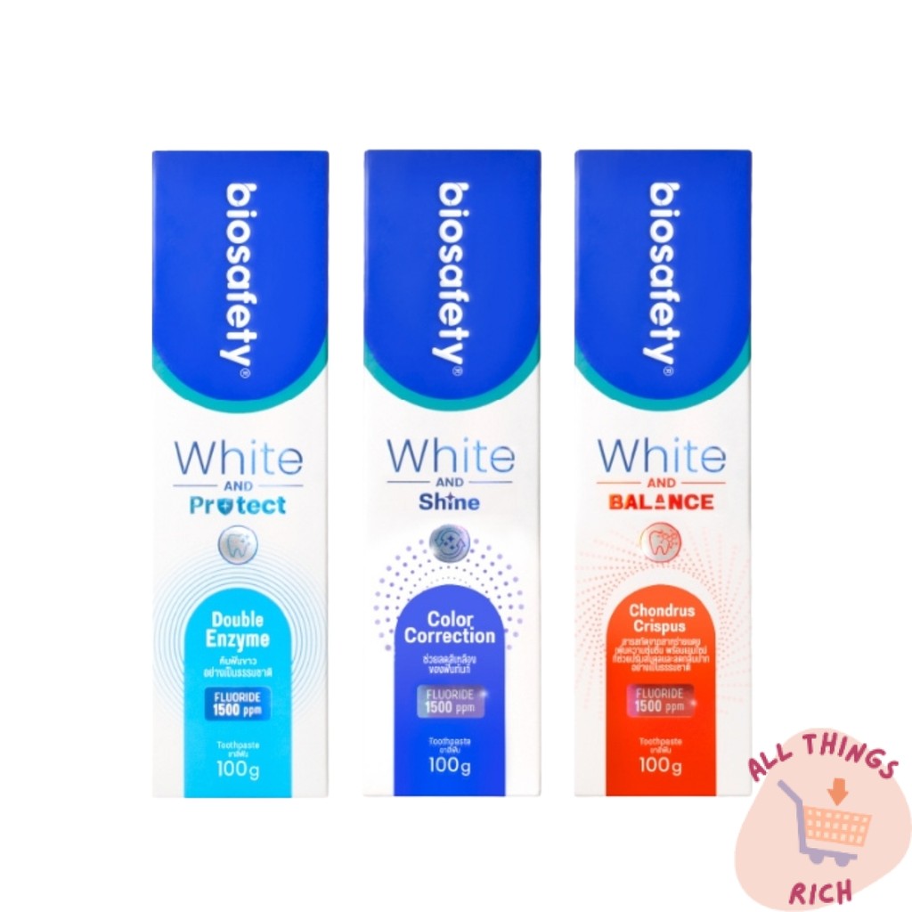 Biosafety White & Protect Toothpaste  ไบโอเซฟตี้ ยาสีฟันสูตรดูแลฟัน มี 3 สูตร กลิ่นสดชื่น ขนาด 100g