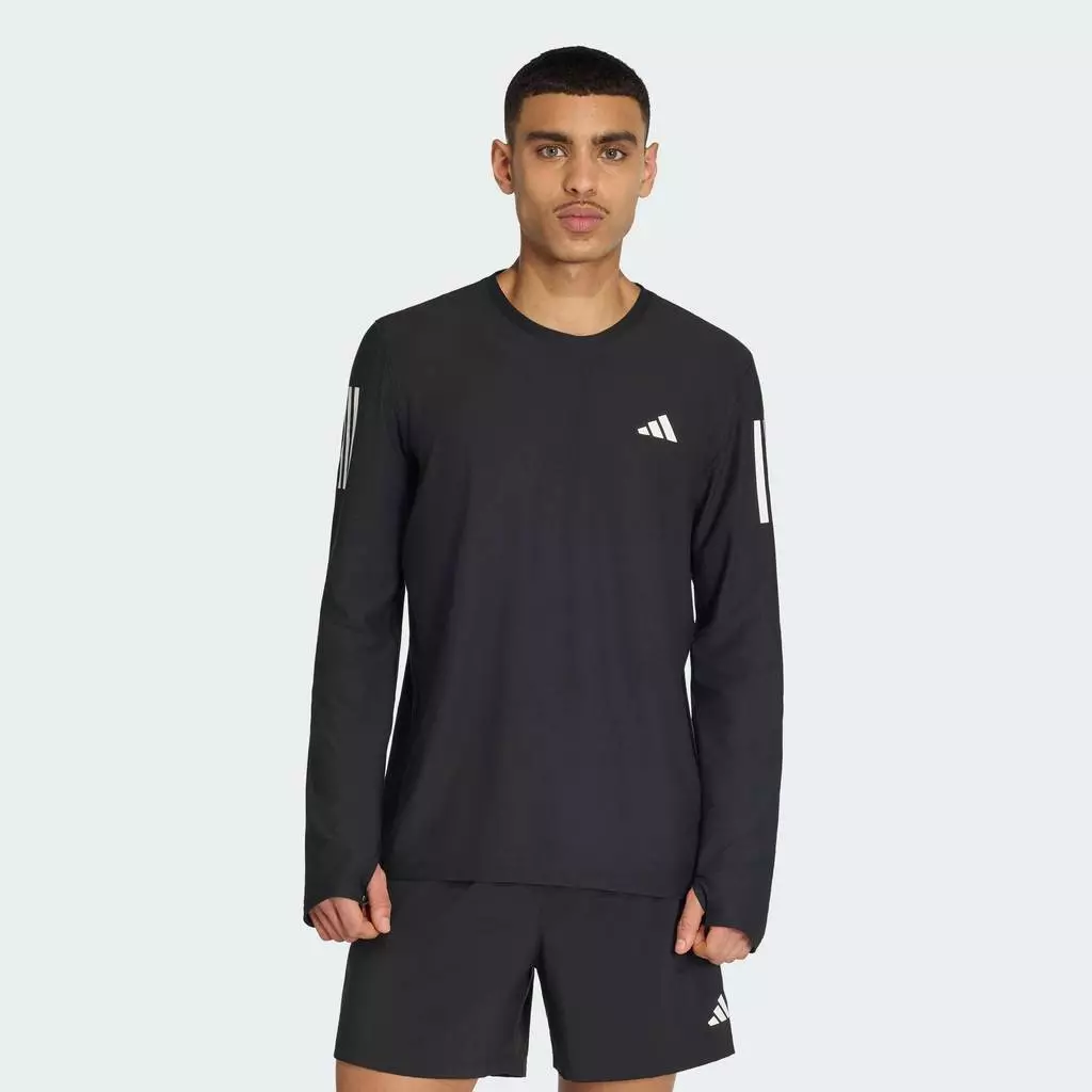 adidas วิ่ง เสื้อยืดแขนยาว Own The Run ผู้ชาย สีดำ IN1486
