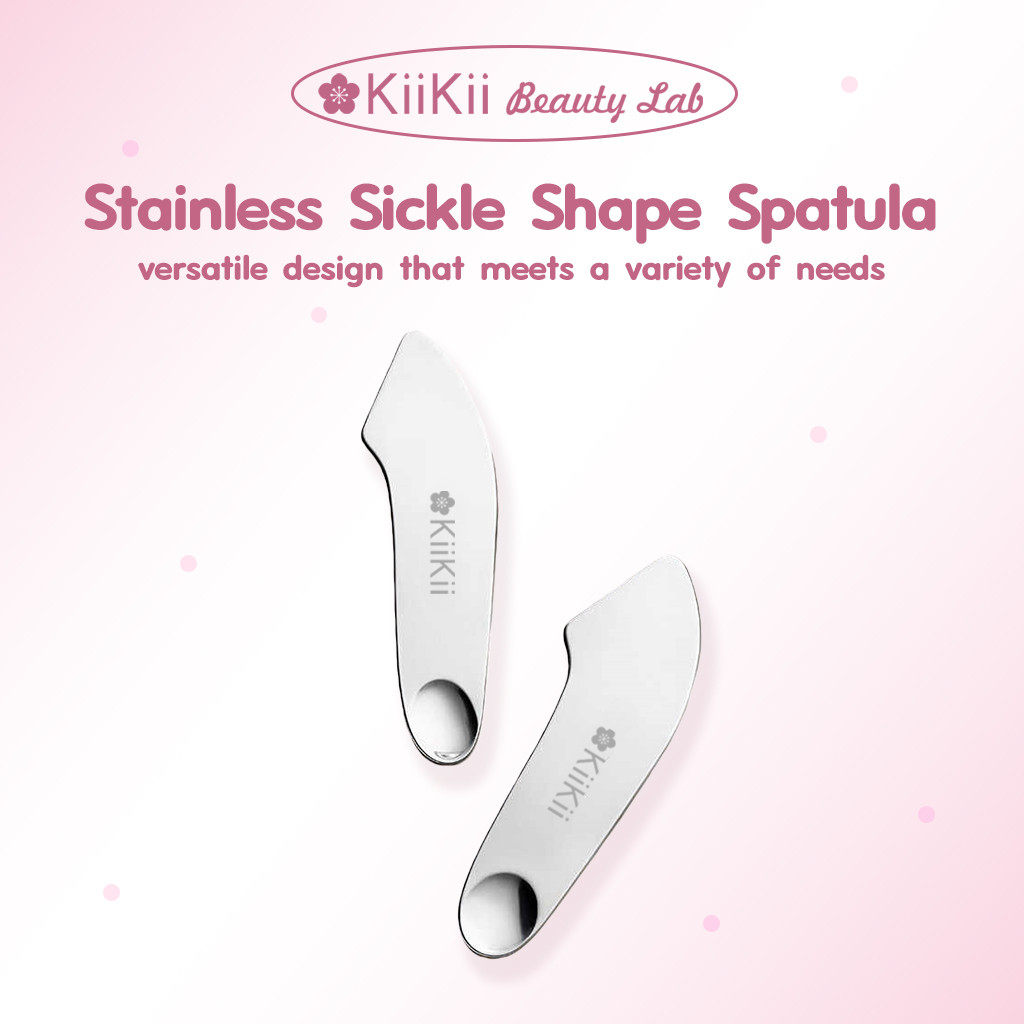 KiiKii Beauty Lab ปาดรองพื้น สแตนเลส ไม้พายแต่งหน้า Two-way ลงรองพื้น จับถนัดมือ พร้อมกระเป๋าซองหนัง