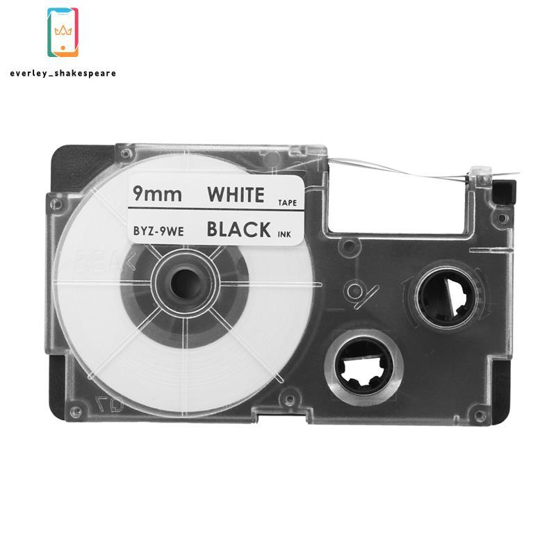 3 แพ็ค 9 มม. สีดําบน White Label Tape Label Maker ใช้งานร่วมกับ -120, -60, -100, KL750B, KL750, KL72