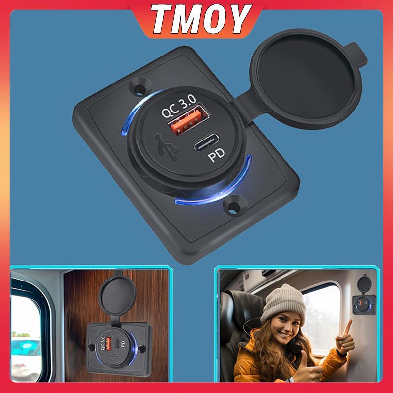TMOY B21PD QC+PD/ B21 A+C 3.1A ที่ชาร์จแบตในรถ Dual USB Adapter ทรงกลมกันน้ํา Soaet Power Adapter Sw